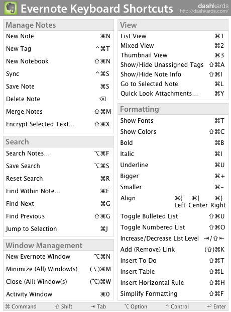 dashkard Evernote