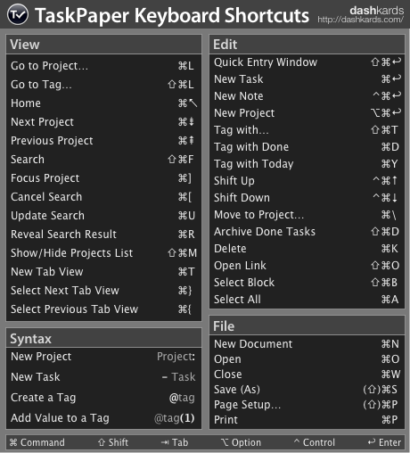 dashkard TaskPaper